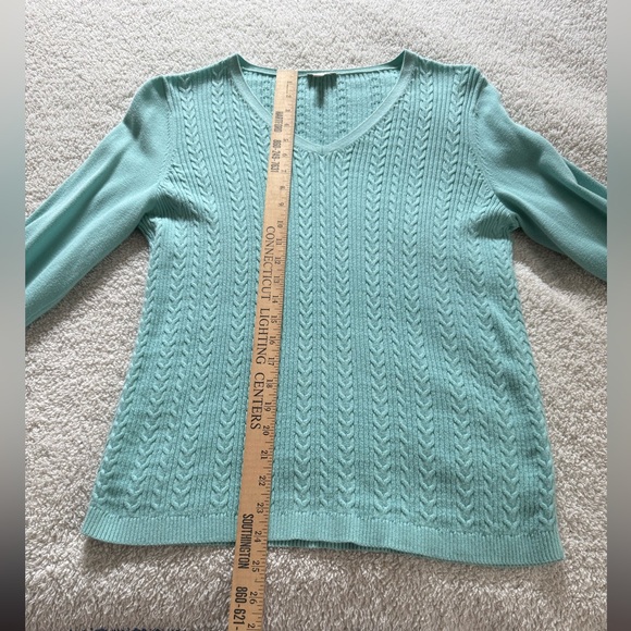 Talbots M Mint Green Cable Sweater - Picture 4 of 7